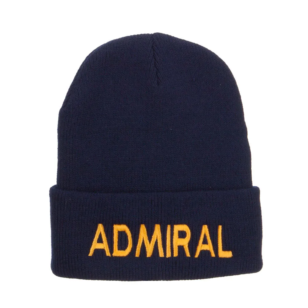 Admiral Military Embroidered Long Beanie