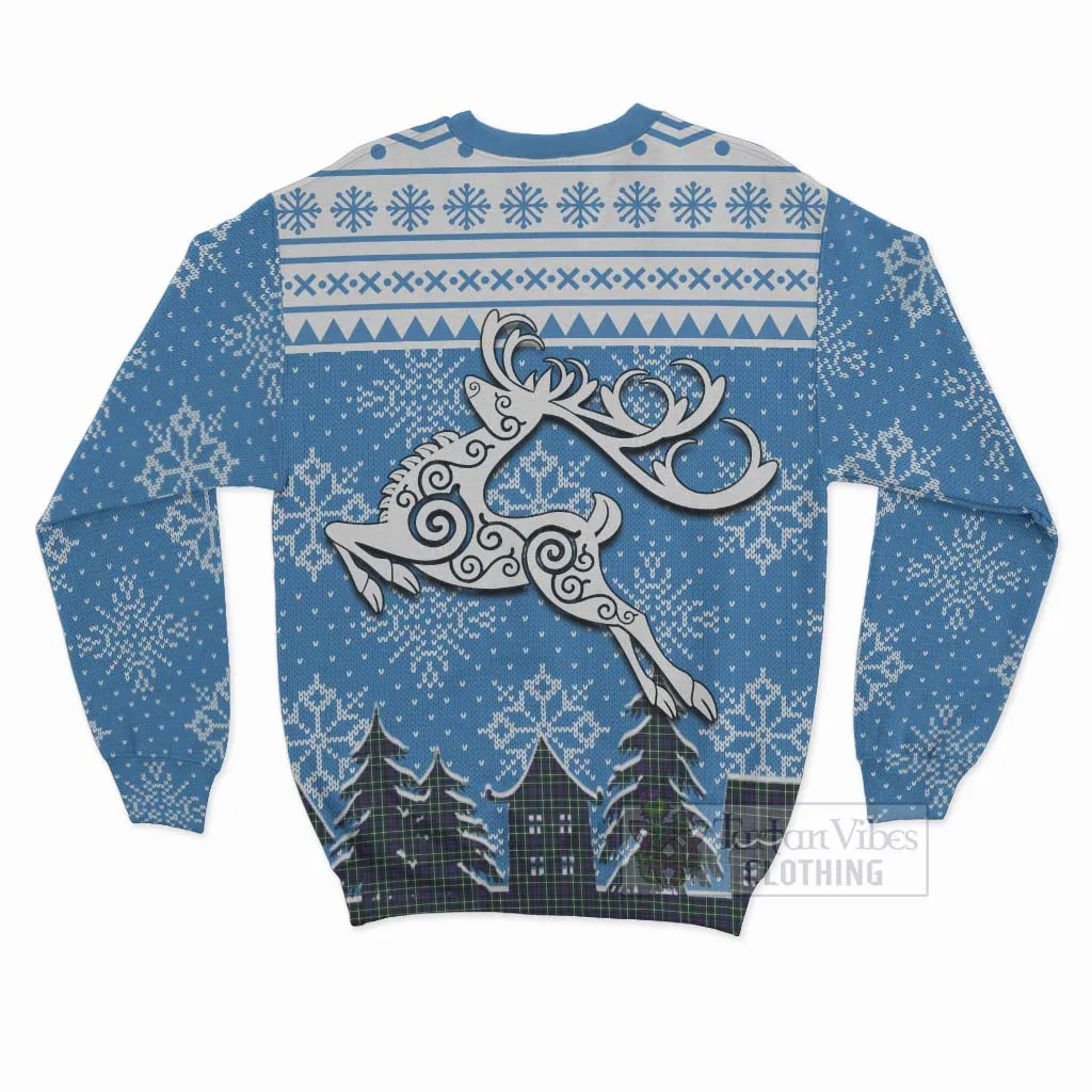 Allardice Clan Christmas Sweatshirt Celtic Reindeer Style