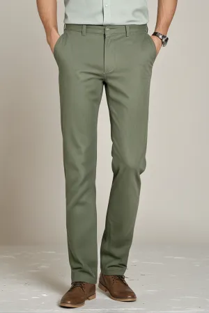 Army Green Textured Cotton Chinos Pants