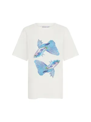 Betta Fish Duo Print Unisex T-Shirt in White
