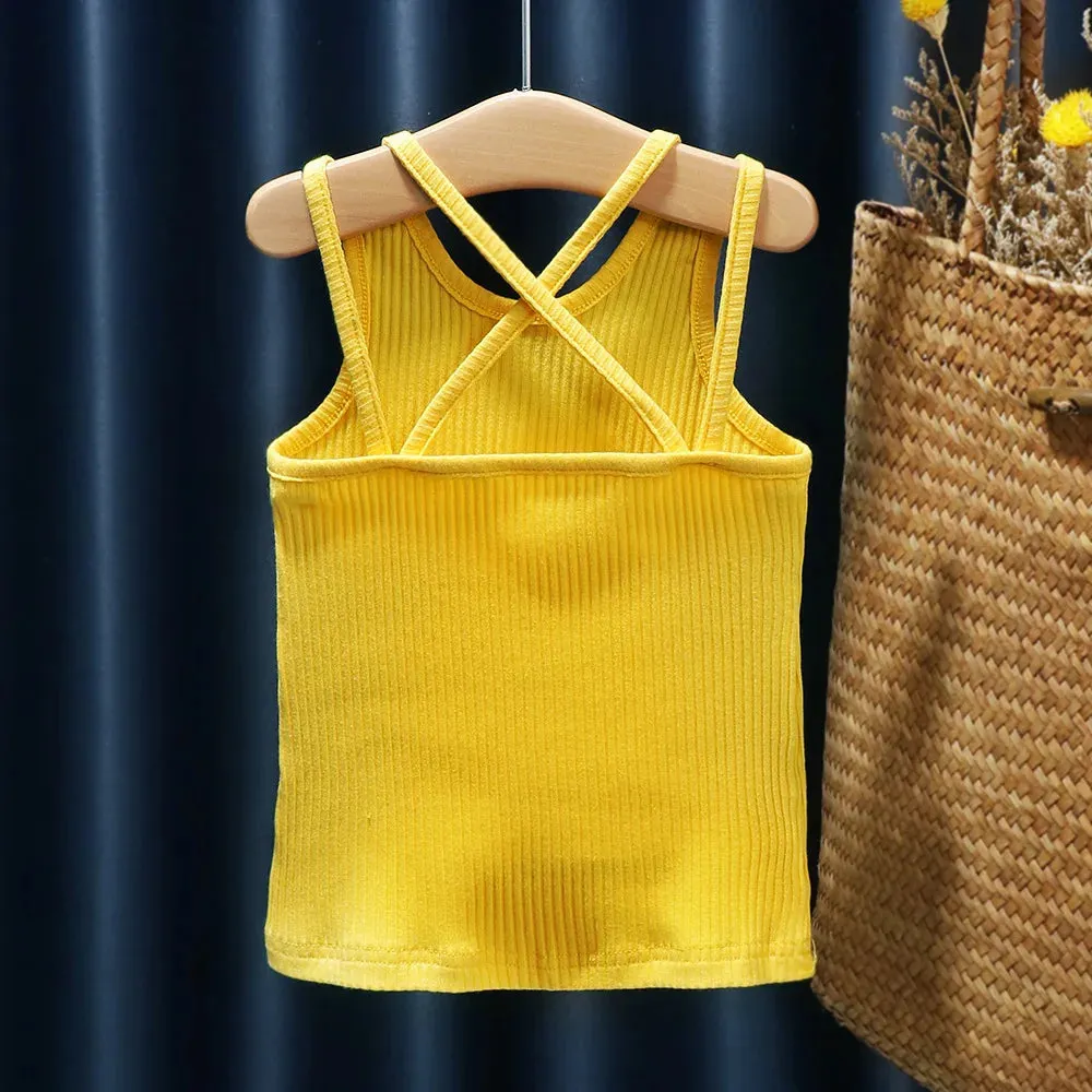 Big Bowknot Girl Vest Kids Camisole Children Summer Tops Baby T shirt Girls Undershirts 2-7T Girls Clothes