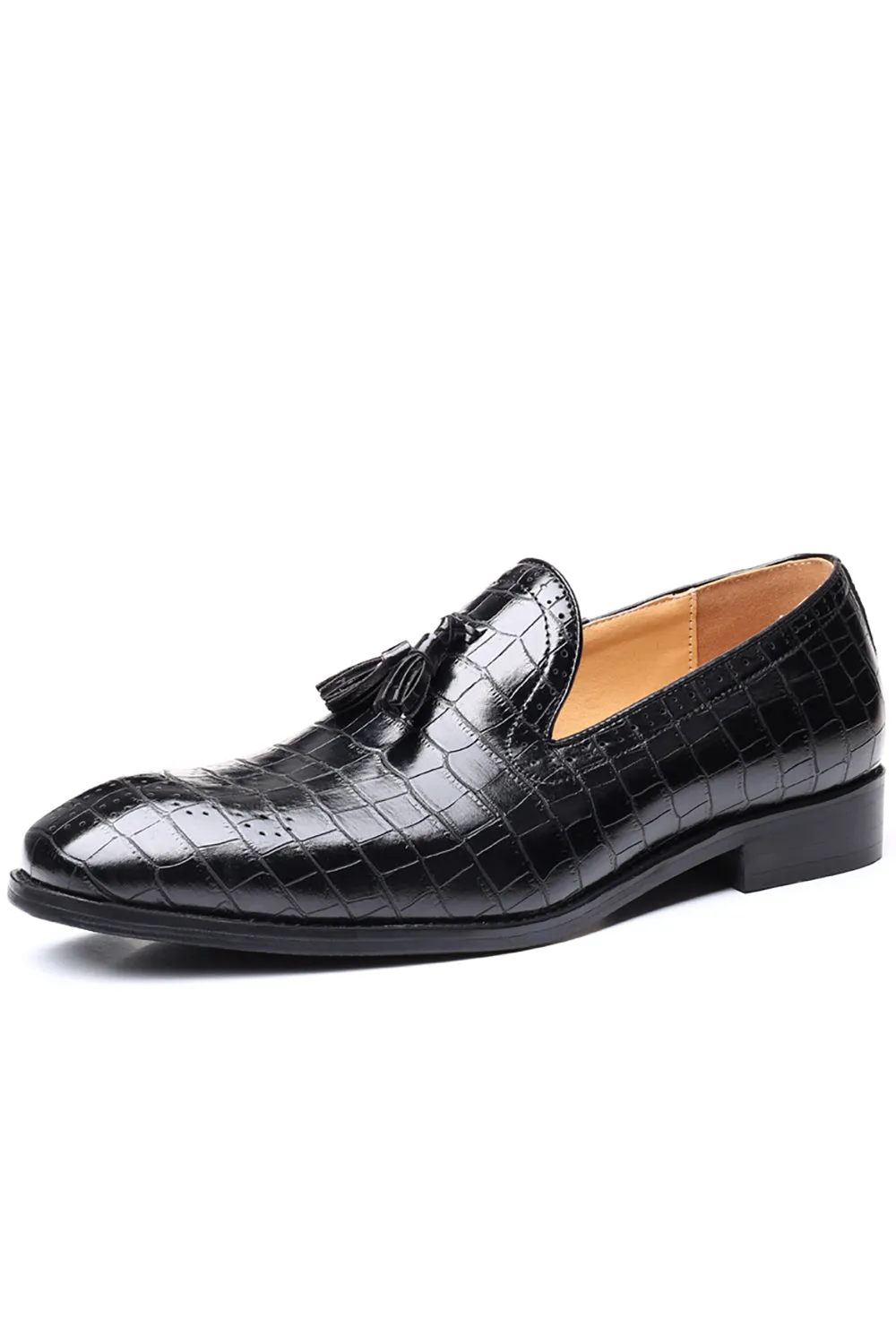 Black Slip-On Fringe Men's Party Shoes