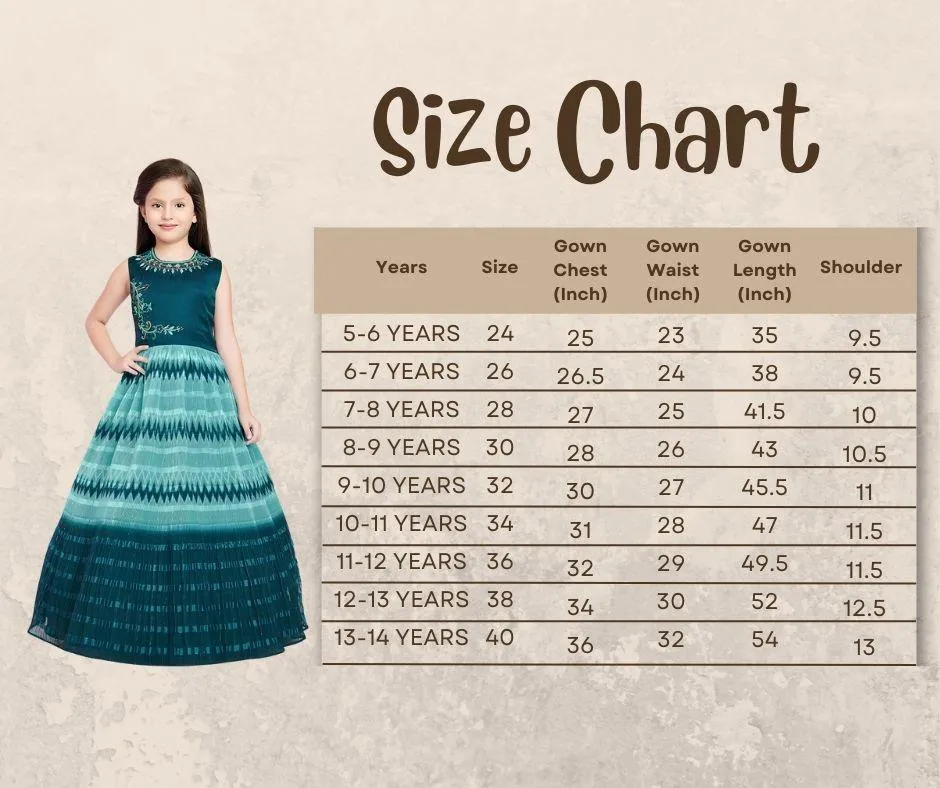 Blue Coloured Ethnic Gown Maxi Dress Chinon Fabric Gown For Girls
