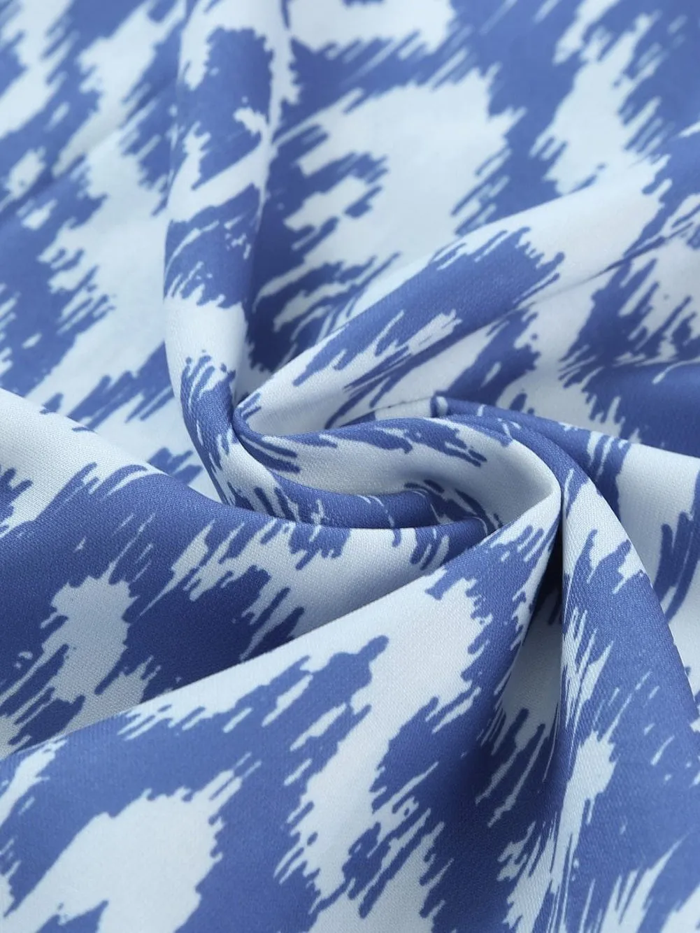 Blue Maxi Dress with White Ikat Pattern