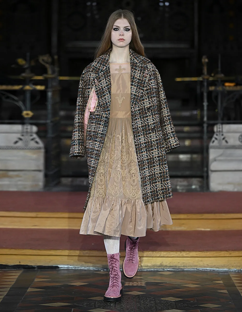 BORA AKSU double-breasted checked coat with lapel collar