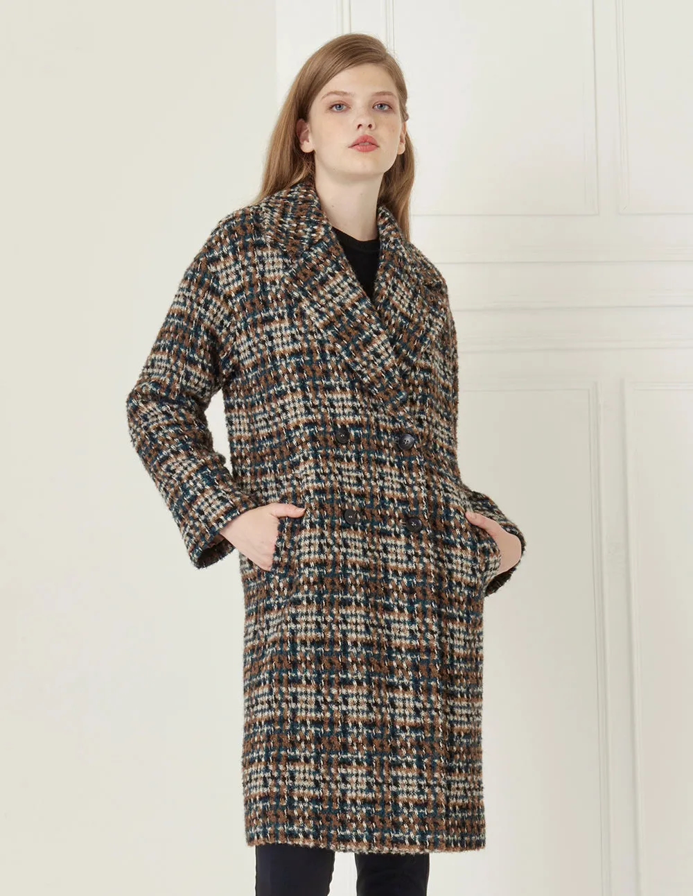 BORA AKSU double-breasted checked coat with lapel collar