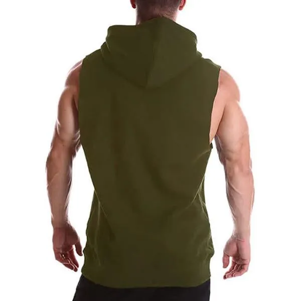 Casual Hooded Solid Color Lace-Up Tank Top
