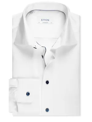 Contemporary Fit Twill Shirt with Navy Details White