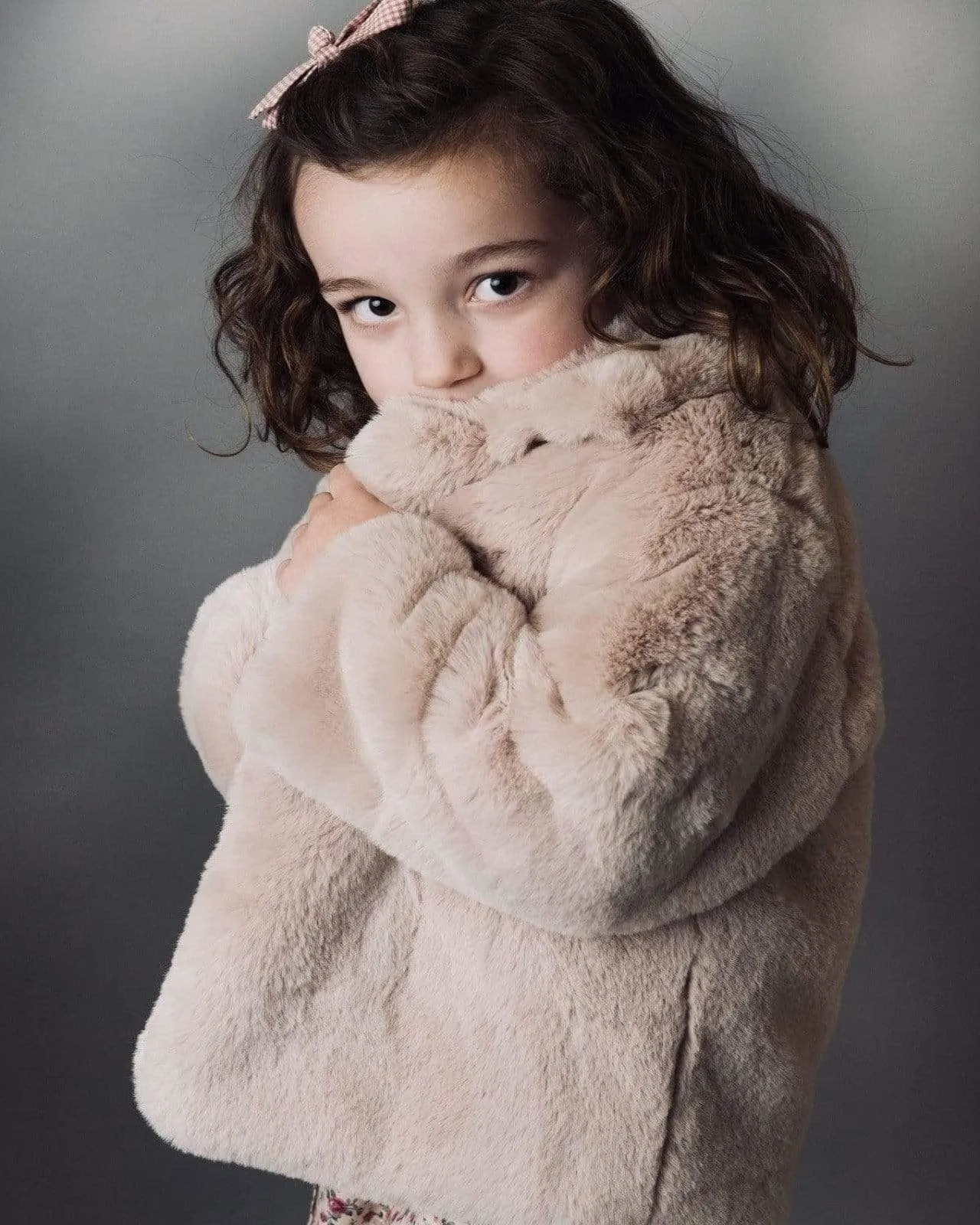 Girls Fur Coat - Blush