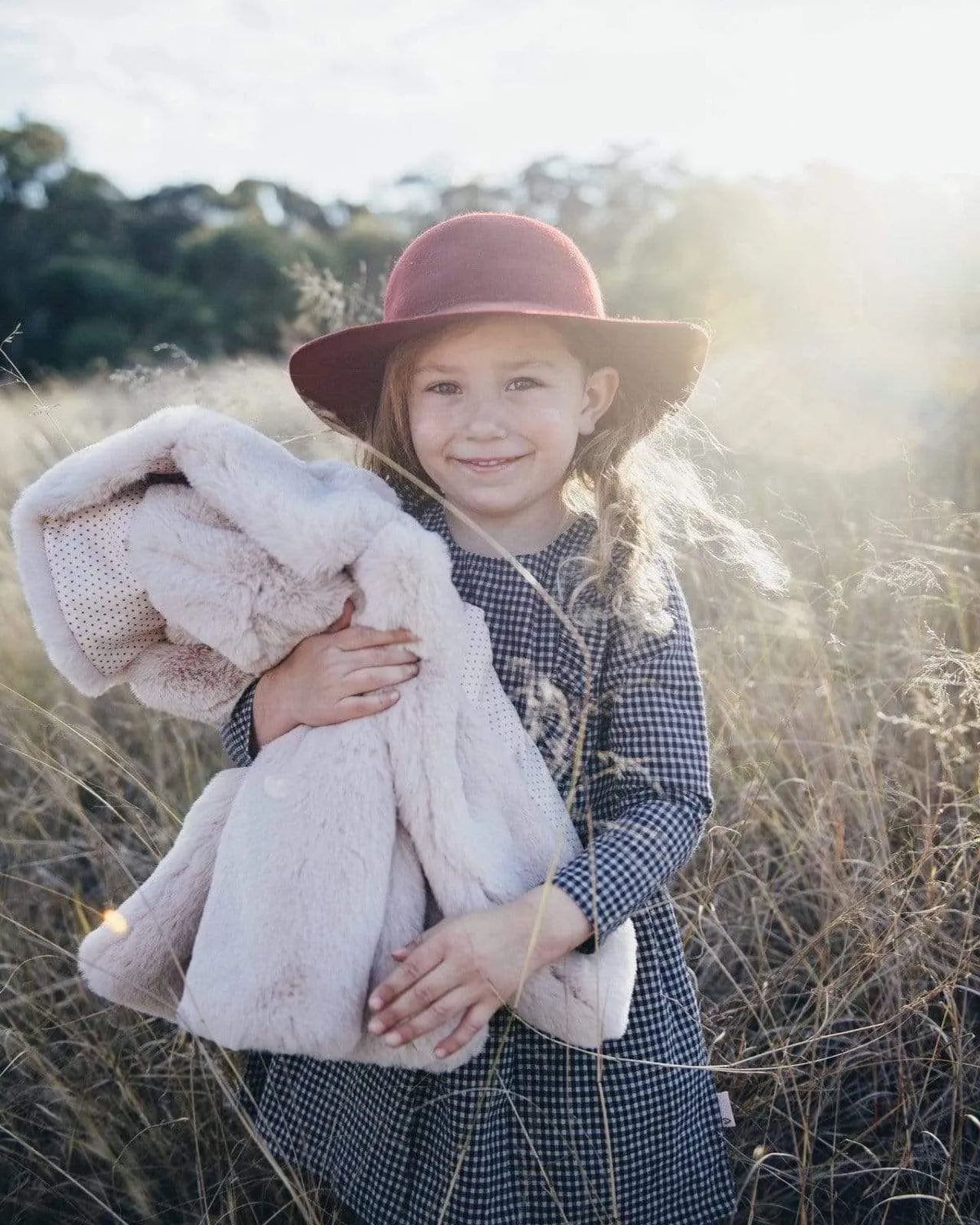 Girls Fur Coat - Blush