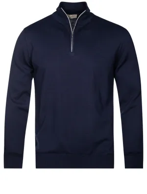 Half Zip Mock Neck Jumper Navy