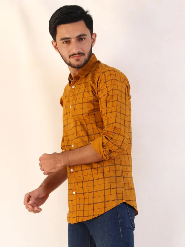 HG Men's Cotton Casual Shirt Yellow