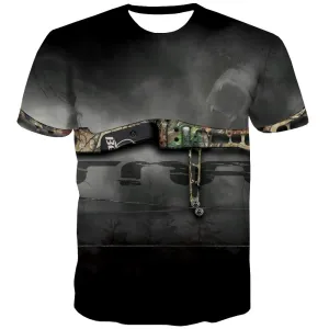Hunting T-shirt Men Jungle Tshirts Cool Deer Tshirts Novelty Shooter T-shirts Graphic Camouflage Tshirts Casual