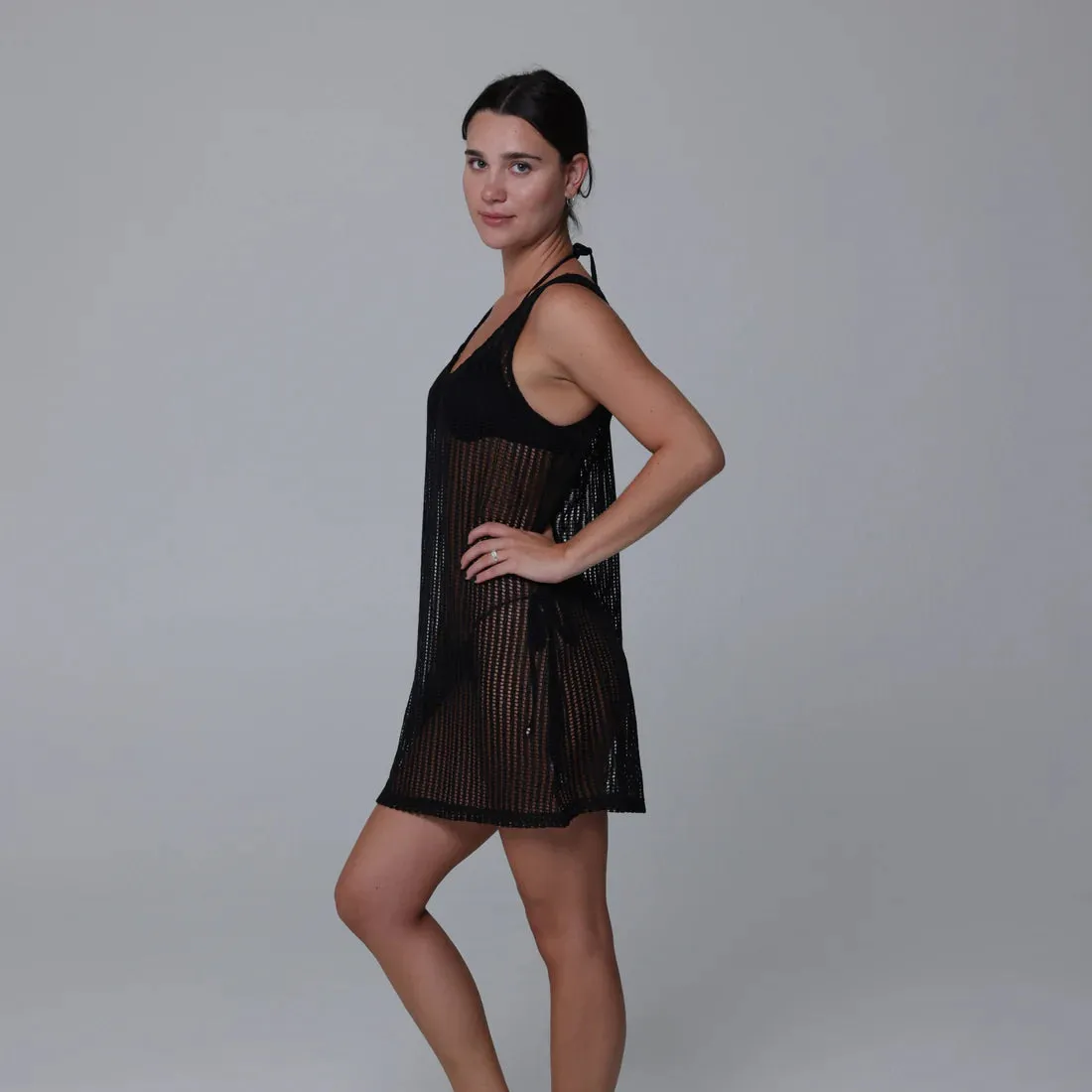 J Valdi Bora Scoop Neck T Dress Coverup - Black