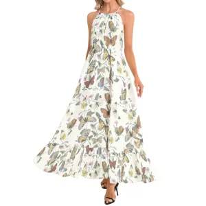 Kaleidoscope Ruffle Hem Halter Neck Maxi Dress