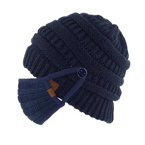 Knit Beanie with Matching Hook-On Mask