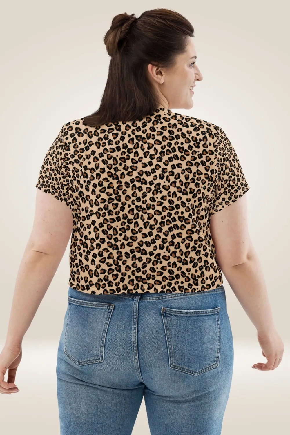 Leopard Print Crop Top T Shirt