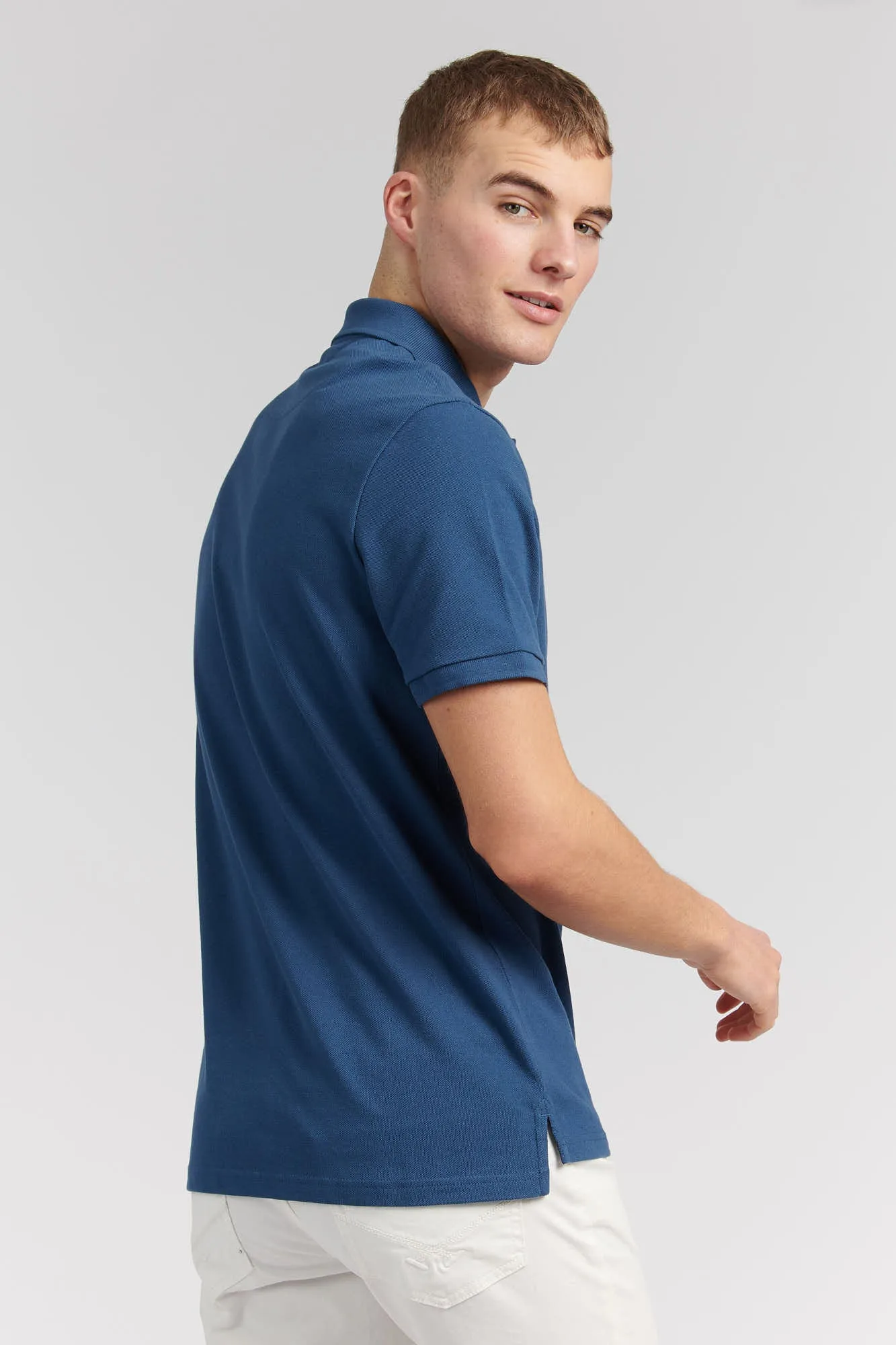 Mens Pique Polo Shirt in Dark Denim