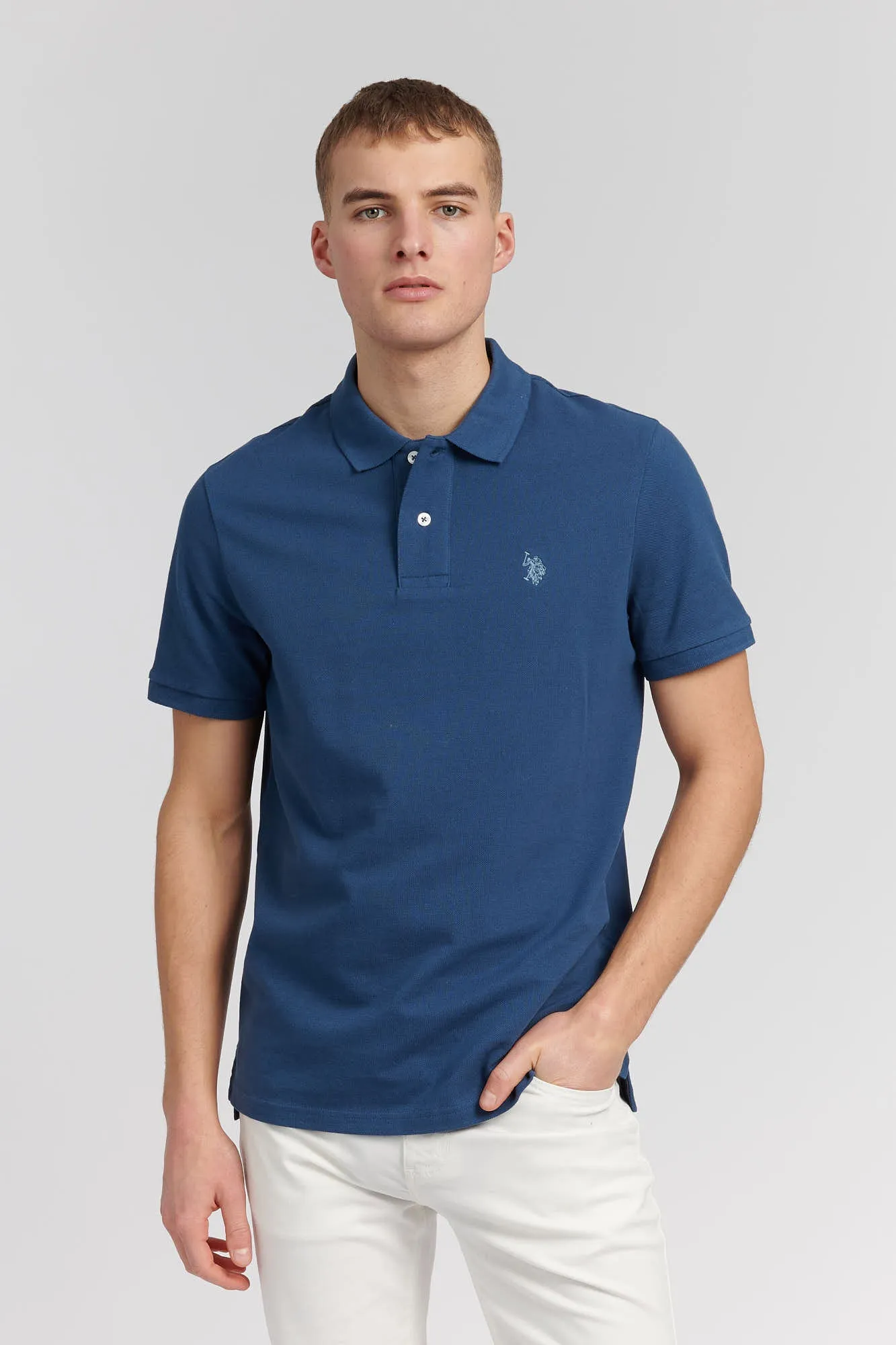 Mens Pique Polo Shirt in Dark Denim