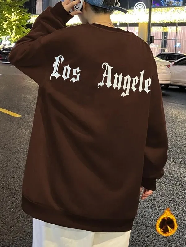 SXV  'Los Angeles’ Printed Cool Aesthetic Drop Shoulder Oversized Sweatshirt